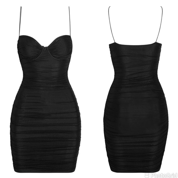 LEAU Dresses & Skirts - LEAU DEDON BUSTIER MESH DRESS - BLACK NWT!